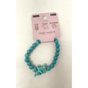 Simply Southern Elephant Tracking Bracelet Turquoise Blue Beaded Stretch